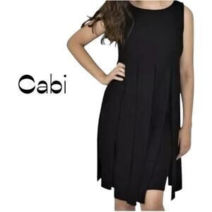 CAbi Black Detached Pleated Office To Date Night Neutral Dress NWOT Size 8